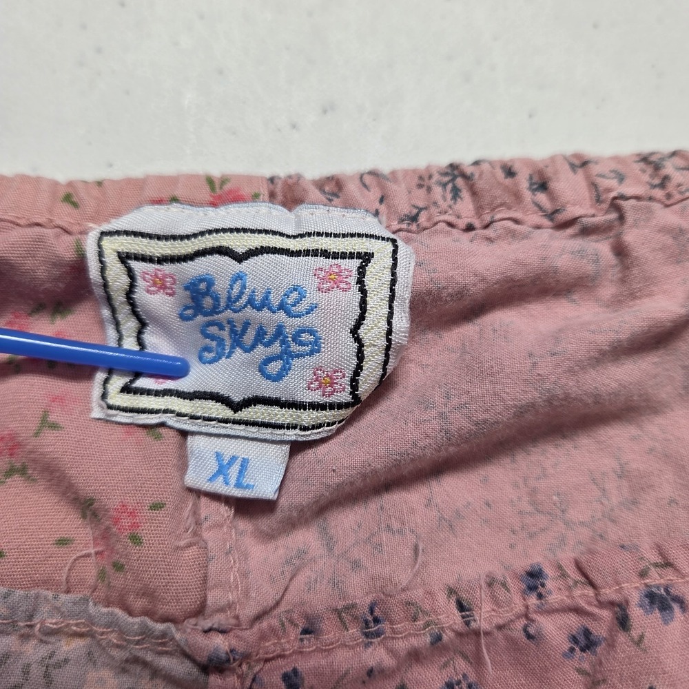 Vintage 90s Patchwork Pink Cropped Tank Top Cottagecore Boho Floral XL Hippie - Picture 5 of 6